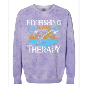 Flyfishing Is My Therapy Fly Angling Fish Hunting Therapy Gift Colorblast Crewneck Sweatshirt