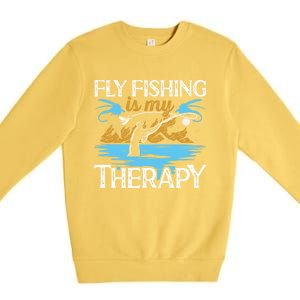 Flyfishing Is My Therapy Fly Angling Fish Hunting Therapy Gift Premium Crewneck Sweatshirt