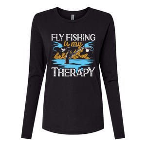 Flyfishing Is My Therapy Fly Angling Fish Hunting Therapy Gift Womens Cotton Relaxed Long Sleeve T-Shirt