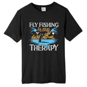 Flyfishing Is My Therapy Fly Angling Fish Hunting Therapy Gift Tall Fusion ChromaSoft Performance T-Shirt