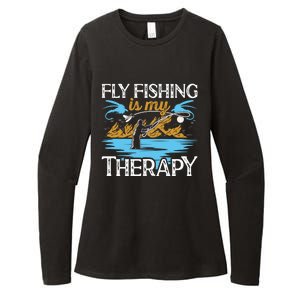 Flyfishing Is My Therapy Fly Angling Fish Hunting Therapy Gift Womens CVC Long Sleeve Shirt