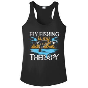 Flyfishing Is My Therapy Fly Angling Fish Hunting Therapy Gift Ladies PosiCharge Competitor Racerback Tank