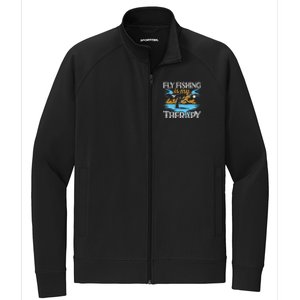 Flyfishing Is My Therapy Fly Angling Fish Hunting Therapy Gift Stretch Full-Zip Cadet Jacket