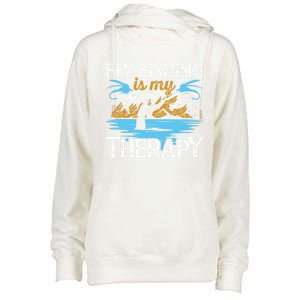 Flyfishing Is My Therapy Fly Angling Fish Hunting Therapy Gift Womens Funnel Neck Pullover Hood