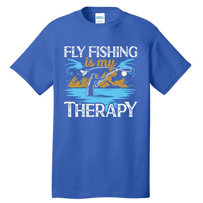 Flyfishing Is My Therapy Fly Angling Fish Hunting Therapy Gift Tall T-Shirt