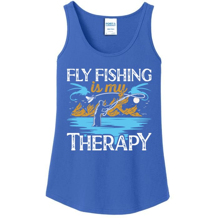 Flyfishing Is My Therapy Fly Angling Fish Hunting Therapy Gift Ladies Essential Tank