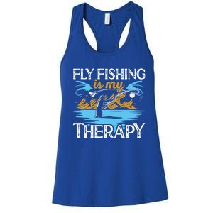 Flyfishing Is My Therapy Fly Angling Fish Hunting Therapy Gift Women's Racerback Tank