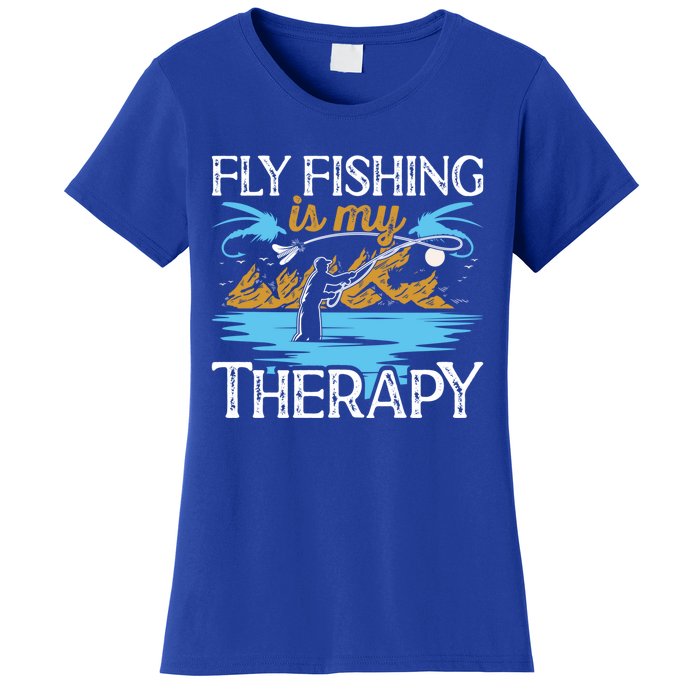 Flyfishing Is My Therapy Fly Angling Fish Hunting Therapy Gift Women's T-Shirt