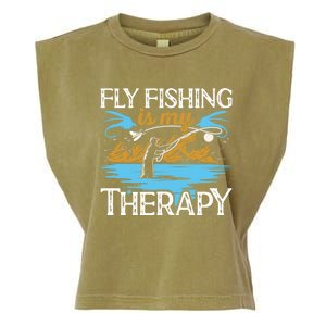 Flyfishing Is My Therapy Fly Angling Fish Hunting Therapy Gift Garment-Dyed Women's Muscle Tee