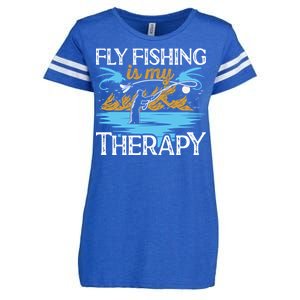 Flyfishing Is My Therapy Fly Angling Fish Hunting Therapy Gift Enza Ladies Jersey Football T-Shirt