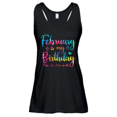 February Is My Birthday Yes The Whole Month Tie Dye Birthday Ladies Essential Flowy Tank