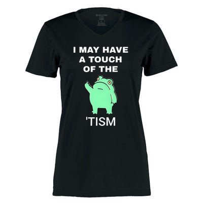 Frog I May Have A Touch Of The Tism Women's Momentum V-Neck T-Shirt