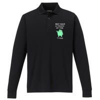 Frog I May Have A Touch Of The Tism Performance Long Sleeve Polo