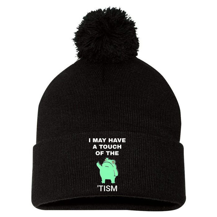 Frog I May Have A Touch Of The Tism Pom Pom 12in Knit Beanie