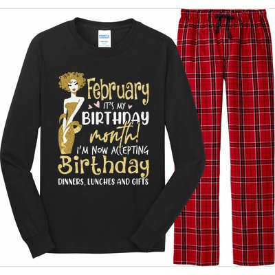 February It's My Birthday Month I'm Now Accepting Birthday Long Sleeve Pajama Set