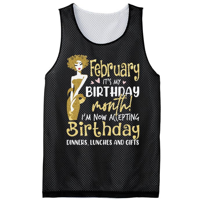 February It's My Birthday Month I'm Now Accepting Birthday Mesh Reversible Basketball Jersey Tank