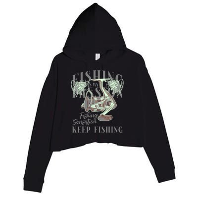 Fishing Is My Passion Crop Fleece Hoodie