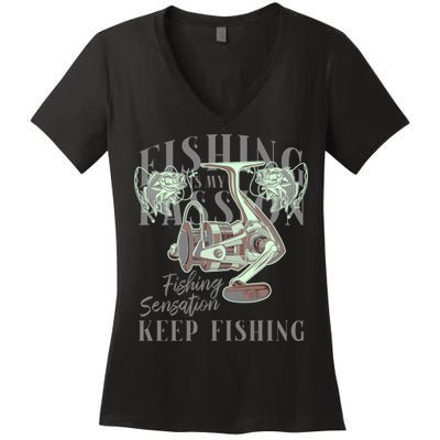 Fishing Is My Passion Women's V-Neck T-Shirt
