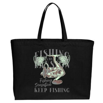 Fishing Is My Passion Cotton Canvas Jumbo Tote