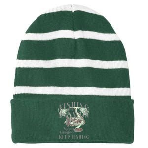 Fishing Is My Passion Striped Beanie with Solid Band