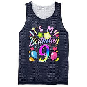 Funny Its My Birthday 9 Years Old 9th Birthday Mesh Reversible Basketball Jersey Tank