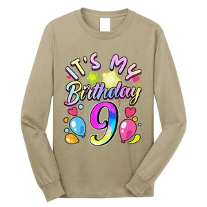 Funny Its My Birthday 9 Years Old 9th Birthday Long Sleeve Shirt