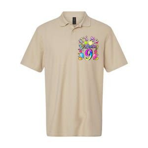 Funny Its My Birthday 9 Years Old 9th Birthday Softstyle Adult Sport Polo