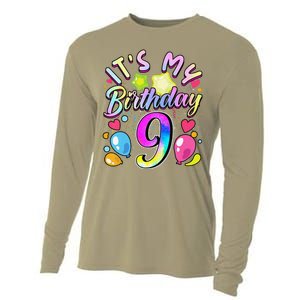 Funny Its My Birthday 9 Years Old 9th Birthday Cooling Performance Long Sleeve Crew