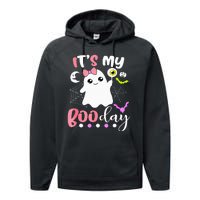 Funny Its My Boo Day Cute Halloween Birthday Ghost Pink Bow Performance Fleece Hoodie