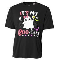 Funny Its My Boo Day Cute Halloween Birthday Ghost Pink Bow Cooling Performance Crew T-Shirt