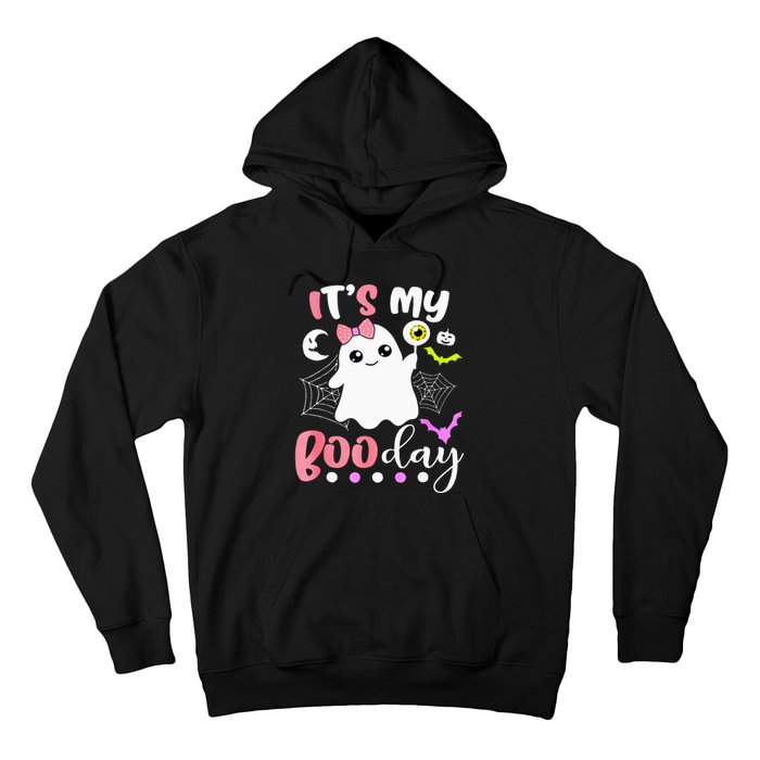 Funny Its My Boo Day Cute Halloween Birthday Ghost Pink Bow Hoodie