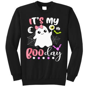 Funny Its My Boo Day Cute Halloween Birthday Ghost Pink Bow Sweatshirt