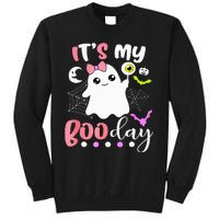 Funny Its My Boo Day Cute Halloween Birthday Ghost Pink Bow Sweatshirt