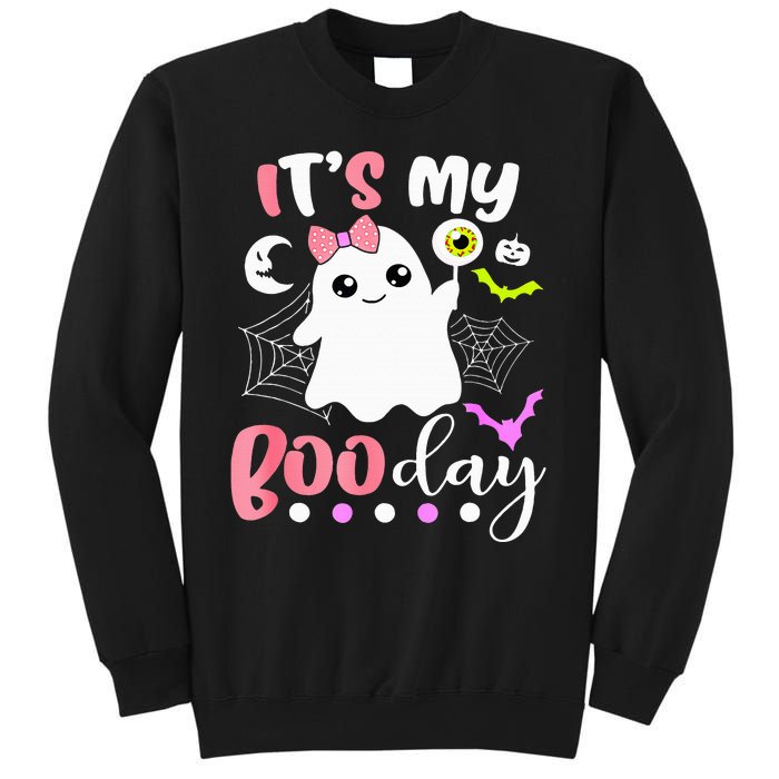 Funny Its My Boo Day Cute Halloween Birthday Ghost Pink Bow Sweatshirt