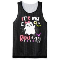 Funny Its My Boo Day Cute Halloween Birthday Ghost Pink Bow Mesh Reversible Basketball Jersey Tank