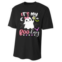 Funny Its My Boo Day Cute Halloween Birthday Ghost Pink Bow Performance Sprint T-Shirt