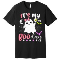 Funny Its My Boo Day Cute Halloween Birthday Ghost Pink Bow Premium T-Shirt