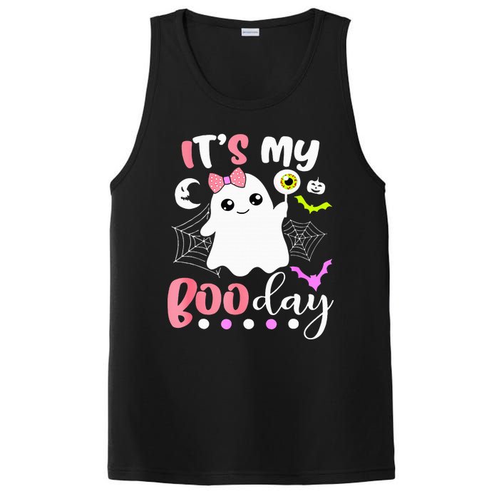 Funny Its My Boo Day Cute Halloween Birthday Ghost Pink Bow PosiCharge Competitor Tank