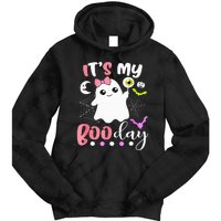 Funny Its My Boo Day Cute Halloween Birthday Ghost Pink Bow Tie Dye Hoodie