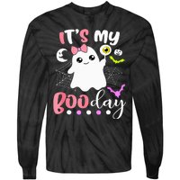 Funny Its My Boo Day Cute Halloween Birthday Ghost Pink Bow Tie-Dye Long Sleeve Shirt