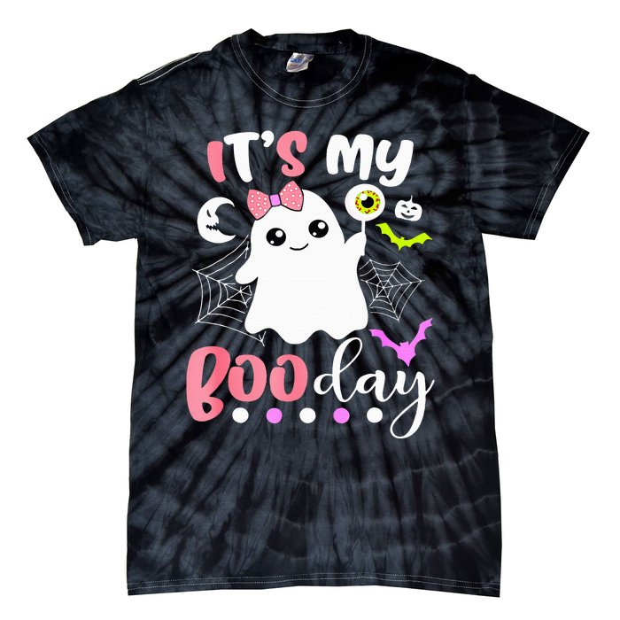 Funny Its My Boo Day Cute Halloween Birthday Ghost Pink Bow Tie-Dye T-Shirt