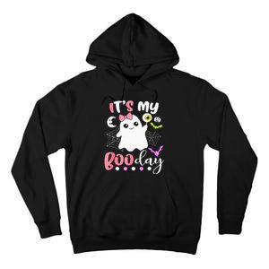 Funny Its My Boo Day Cute Halloween Birthday Ghost Pink Bow Tall Hoodie