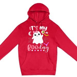 Funny Its My Boo Day Cute Halloween Birthday Ghost Pink Bow Premium Pullover Hoodie