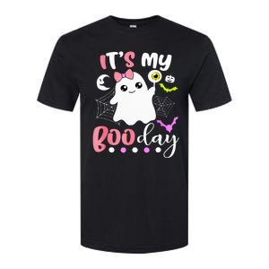 Funny Its My Boo Day Cute Halloween Birthday Ghost Pink Bow Softstyle CVC T-Shirt