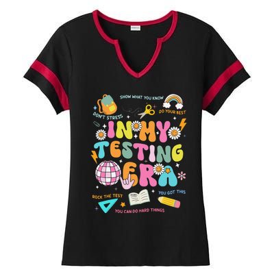 Funny In My Testing Era Test Day Teacher Day Ladies Halftime Notch Neck Tee