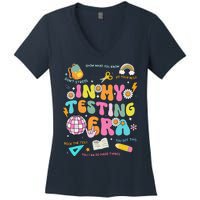 Funny In My Testing Era Test Day Teacher Day Women's V-Neck T-Shirt