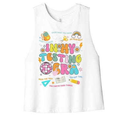 Funny In My Testing Era Test Day Teacher Day Women's Racerback Cropped Tank