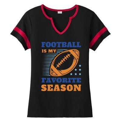 Football Is My Favorite Season Ladies Halftime Notch Neck Tee