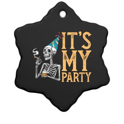 Funny Its My Party Skeleton Witch Cupcake Cool Gift Ceramic Star Ornament