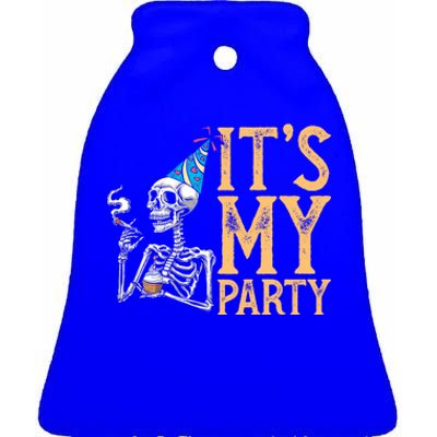 Funny Its My Party Skeleton Witch Cupcake Cool Gift Ceramic Bell Ornament